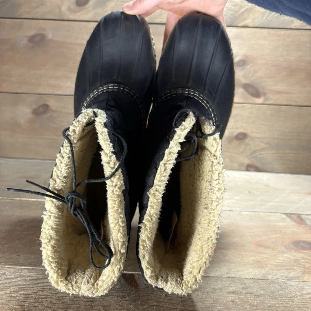 ll bean duck boots womens size 9 shoes black quilted sherpa winter hunting